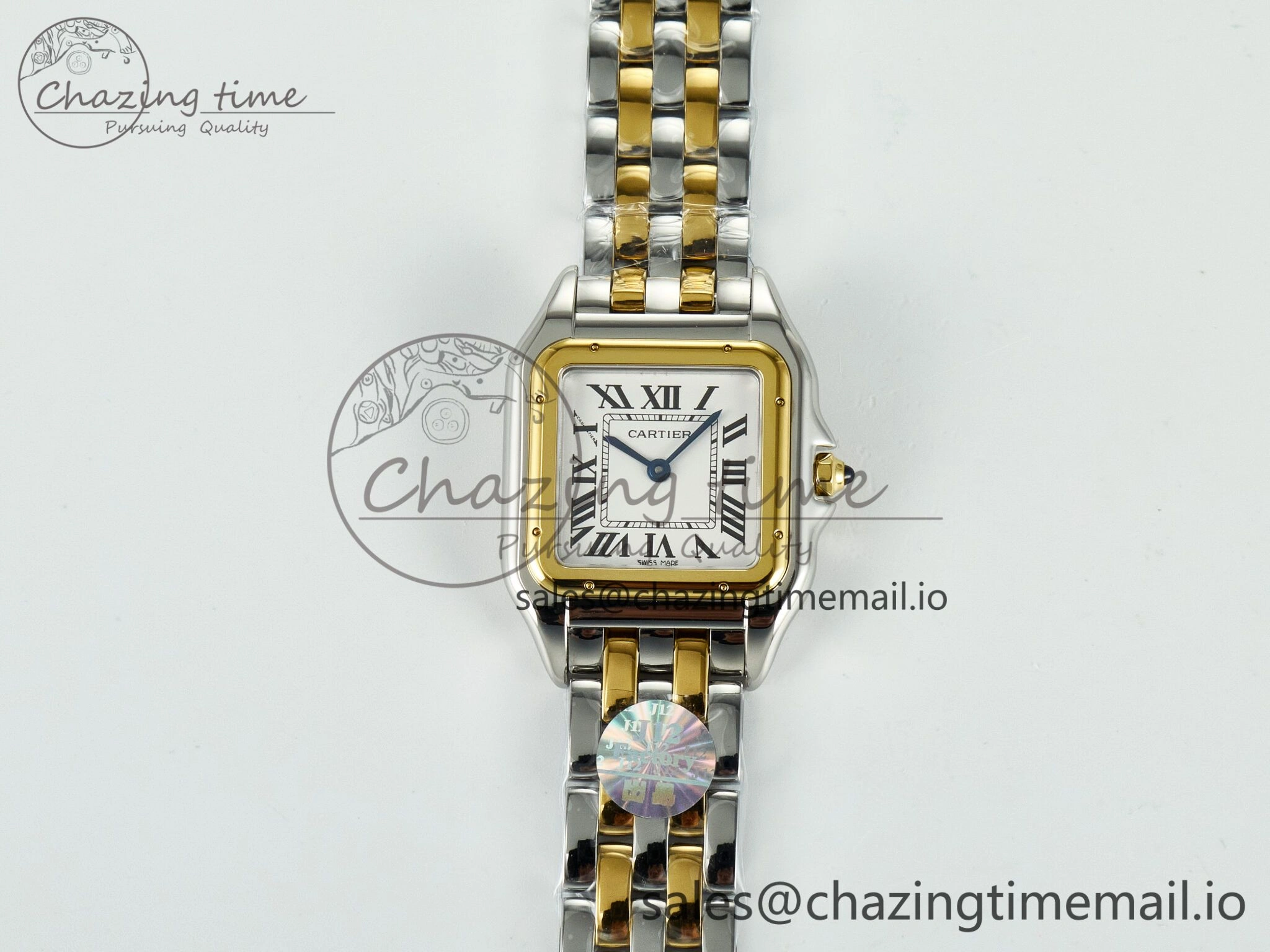 Panthère Secrete Ladies 27mm YG J12F 1:1 Best Edition White Dial Diamonds Bezel on YG Bracelet Ronda Quartz Stretchable 5846