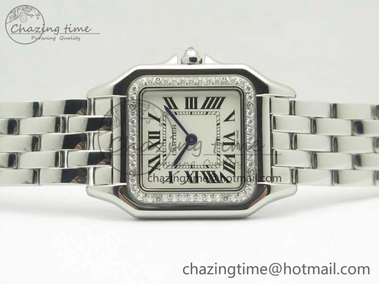 Panthère Secrete Ladies SS GF 1:1 Best Edition White Dial Diamonds Bezel on SS Bracelet Ronda Quartz Tailored 6207