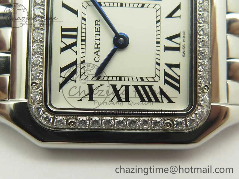 Panthère Secrete Ladies SS GF 1:1 Best Edition White Dial Diamonds Bezel on SS Bracelet Ronda Quartz Tailored 6207
