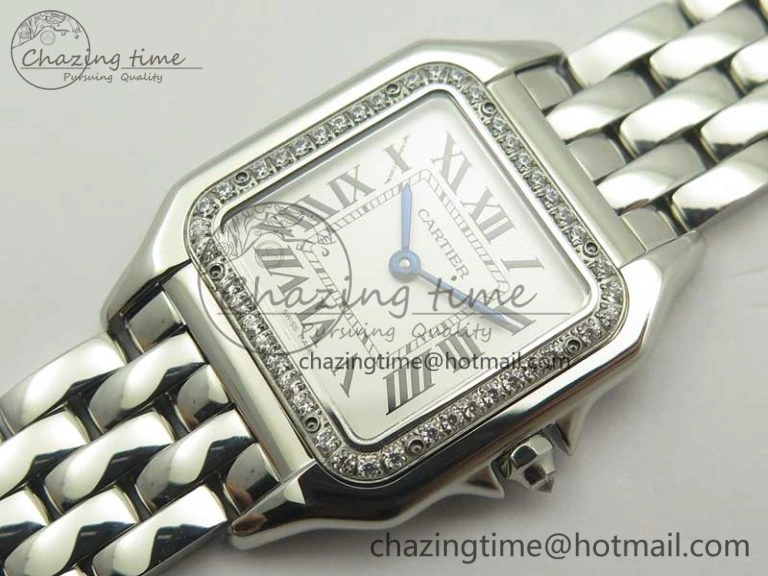 Panthère Secrete Ladies SS GF 1:1 Best Edition White Dial Diamonds Bezel on SS Bracelet Ronda Quartz Tailored 6207