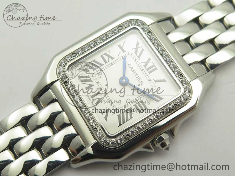 Panthère Secrete Ladies SS GF 1:1 Best Edition White Dial Diamonds Bezel on SS Bracelet Ronda Quartz Tailored 6207