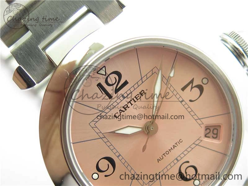 FreshLook Pasha W31074M7 35mm SS V9F Best Edition Pink Dial on SS Bracelet A2892 to Cal. 10446