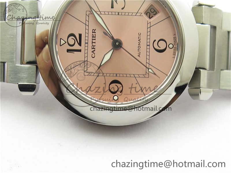 FreshLook Pasha W31074M7 35mm SS V9F Best Edition Pink Dial on SS Bracelet A2892 to Cal. 10446