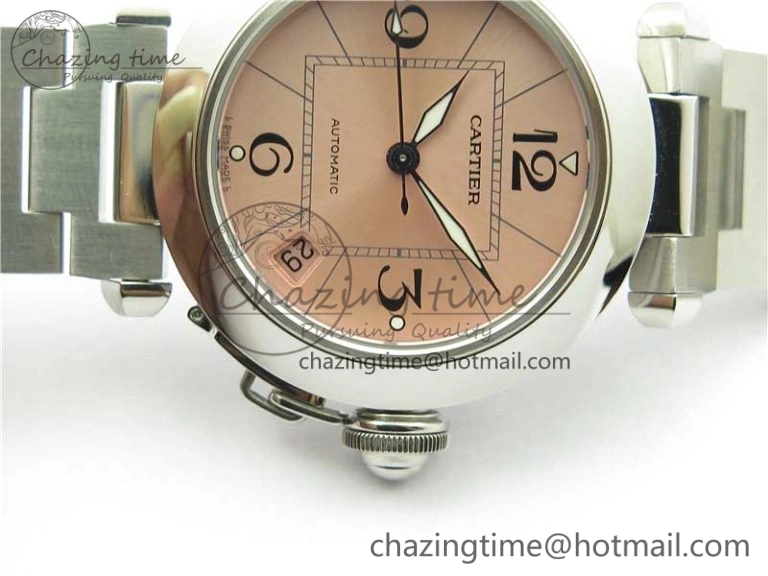 FreshLook Pasha W31074M7 35mm SS V9F Best Edition Pink Dial on SS Bracelet A2892 to Cal. 10446