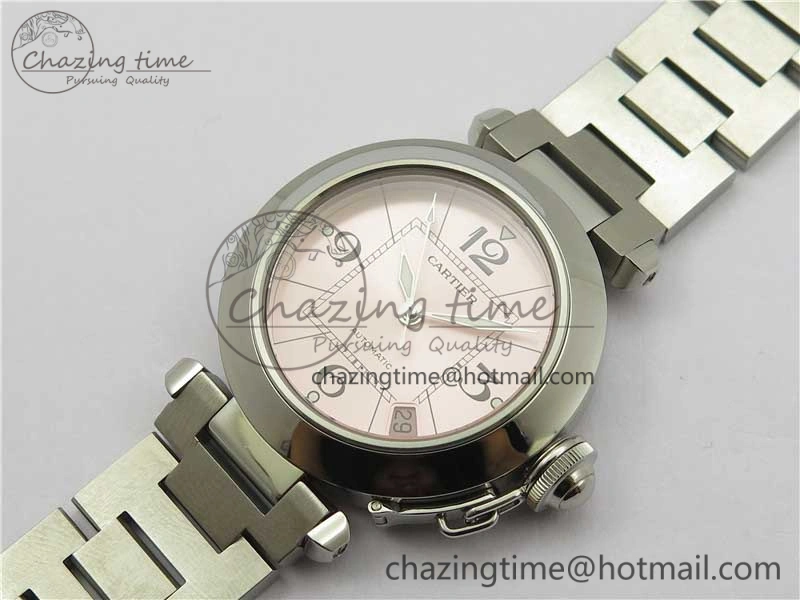 FreshLook Pasha W31074M7 35mm SS V9F Best Edition Pink Dial on SS Bracelet A2892 to Cal. 10446