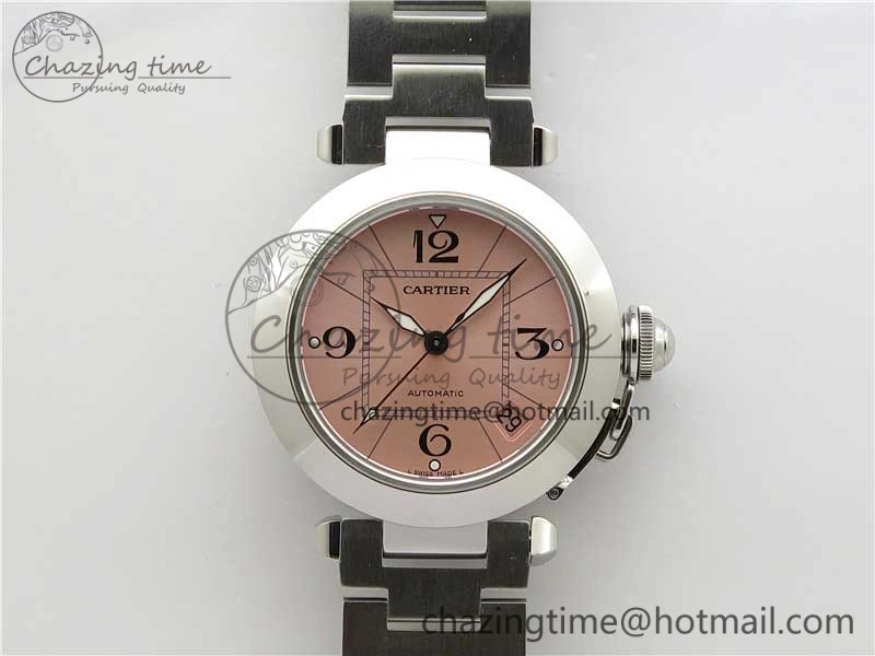 FreshLook Pasha W31074M7 35mm SS V9F Best Edition Pink Dial on SS Bracelet A2892 to Cal. 10446