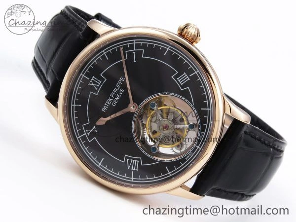 Patek Philippe Tourbillon RG RMSF Edition Black Dial on Black Leather Strap Lightweight 8739