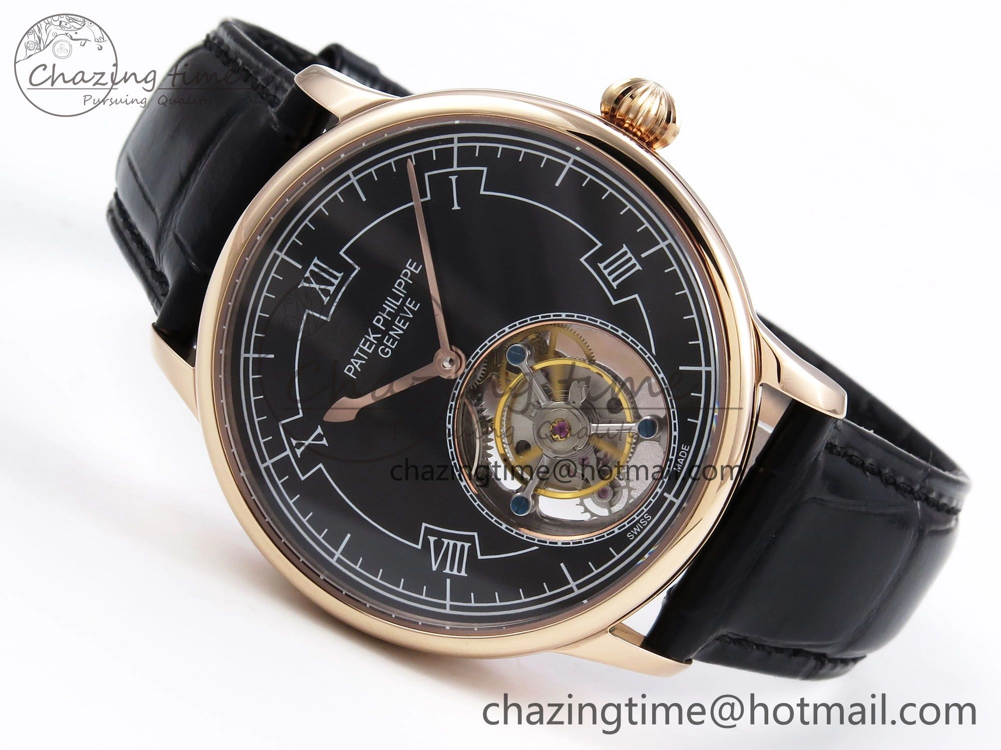 Patek Philippe Tourbillon RG RMSF Edition Black Dial on Black Leather Strap Lightweight 8739