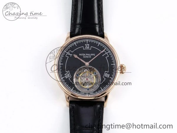 Patek Philippe Tourbillon RG RMSF Edition Black Dial on Black Leather Strap Lightweight 8739