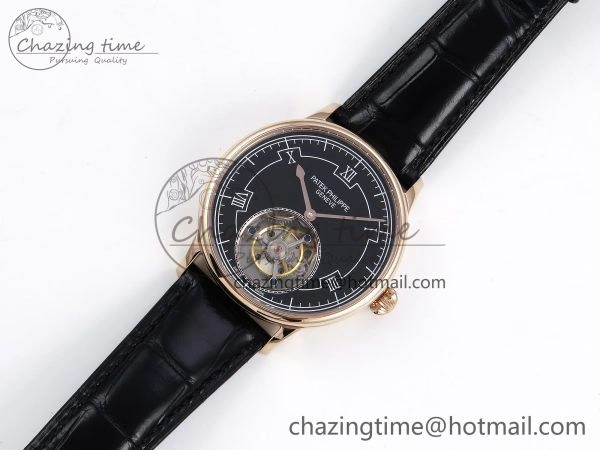 Patek Philippe Tourbillon RG RMSF Edition Black Dial on Black Leather Strap Lightweight 8739