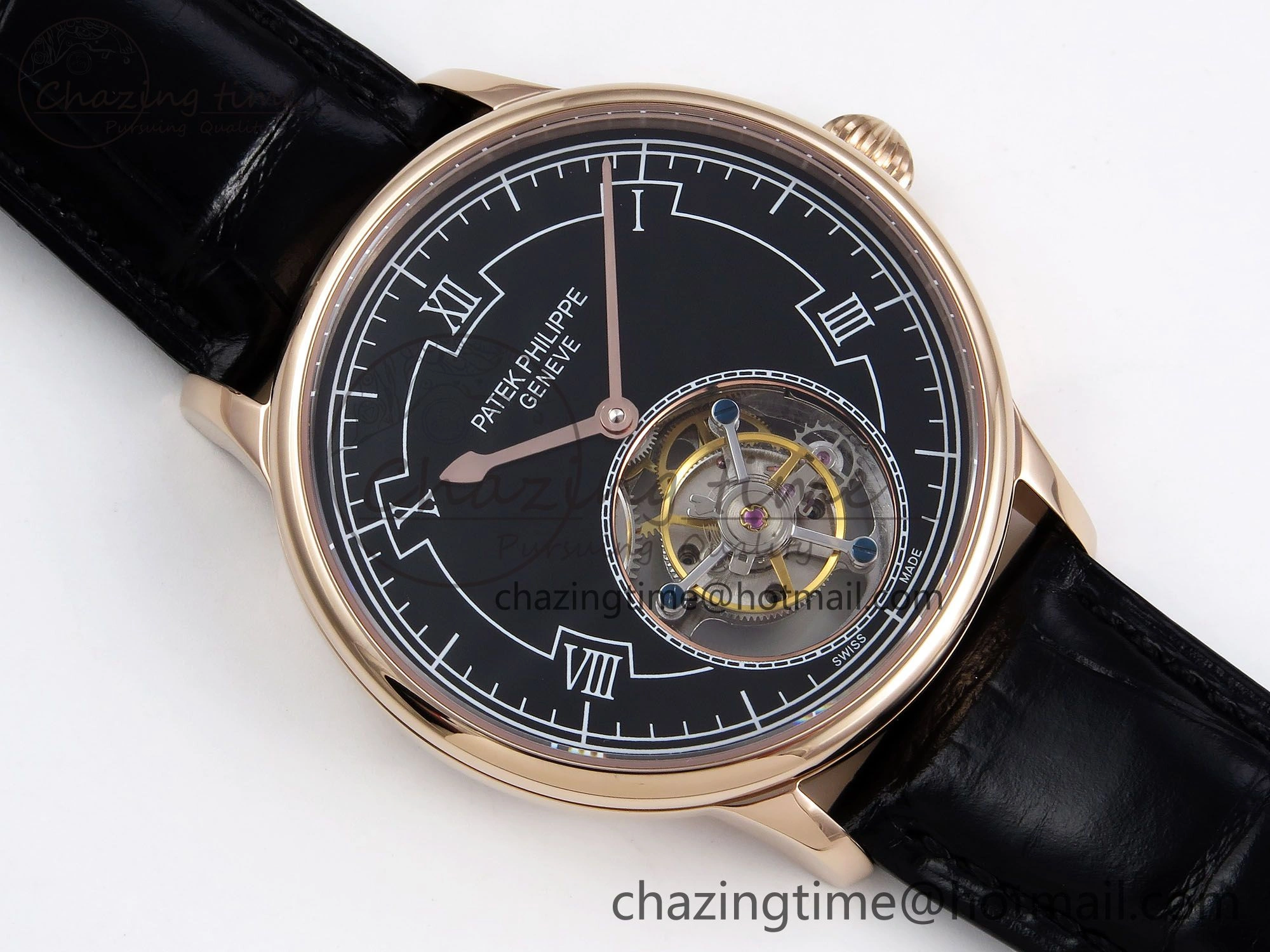 Patek Philippe Tourbillon RG RMSF Edition Black Dial on Black Leather Strap Lightweight 8739