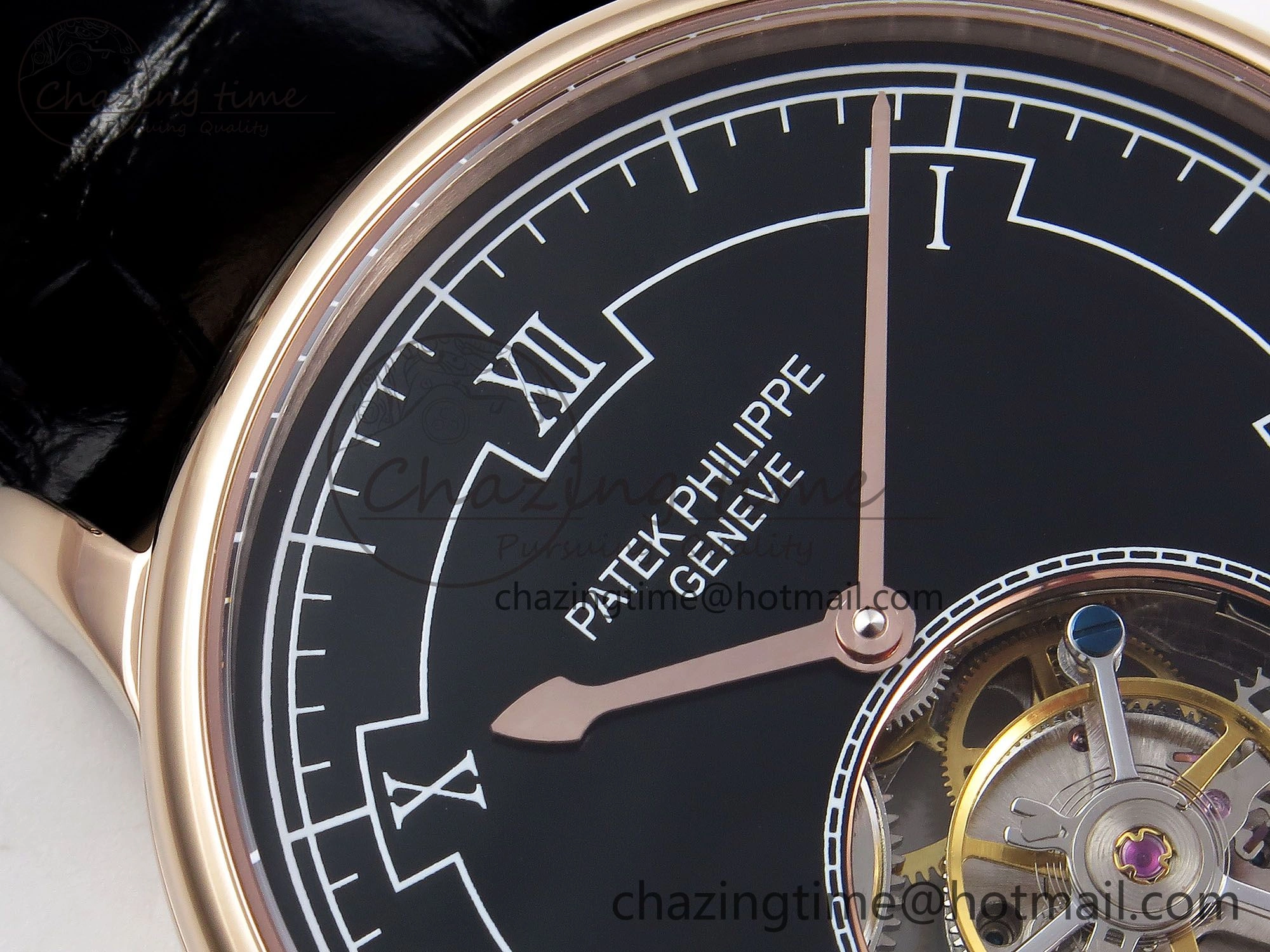 Patek Philippe Tourbillon RG RMSF Edition Black Dial on Black Leather Strap Lightweight 8739