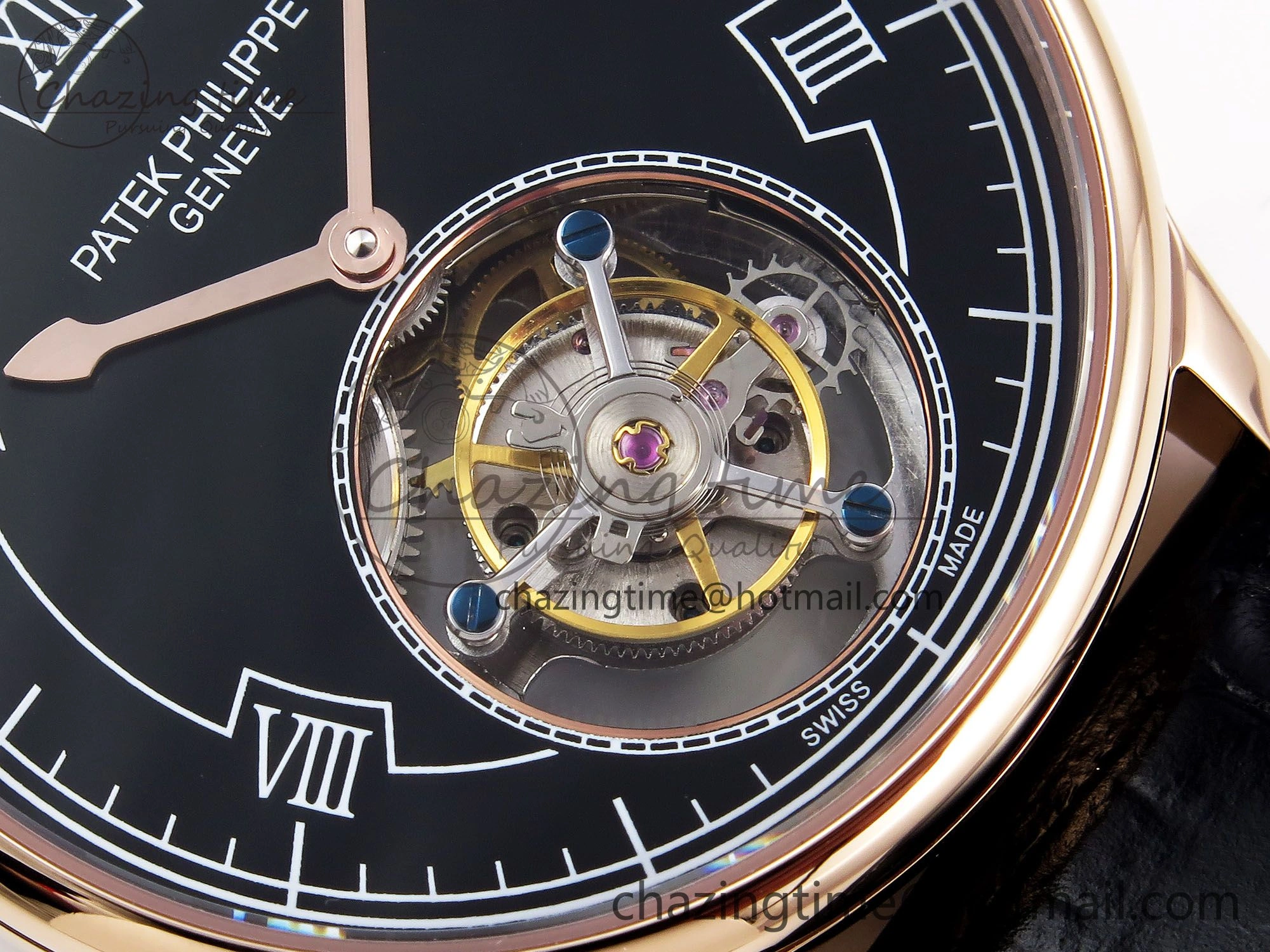 Patek Philippe Tourbillon RG RMSF Edition Black Dial on Black Leather Strap Lightweight 8739