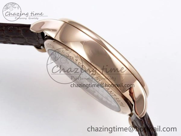 Youthful Patek Philippe Tourbillon RG RMSF Edition White Dial Roman Markers on Brown Leather Strap 8737