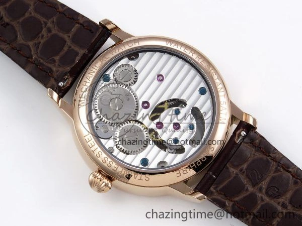 Youthful Patek Philippe Tourbillon RG RMSF Edition White Dial Roman Markers on Brown Leather Strap 8737