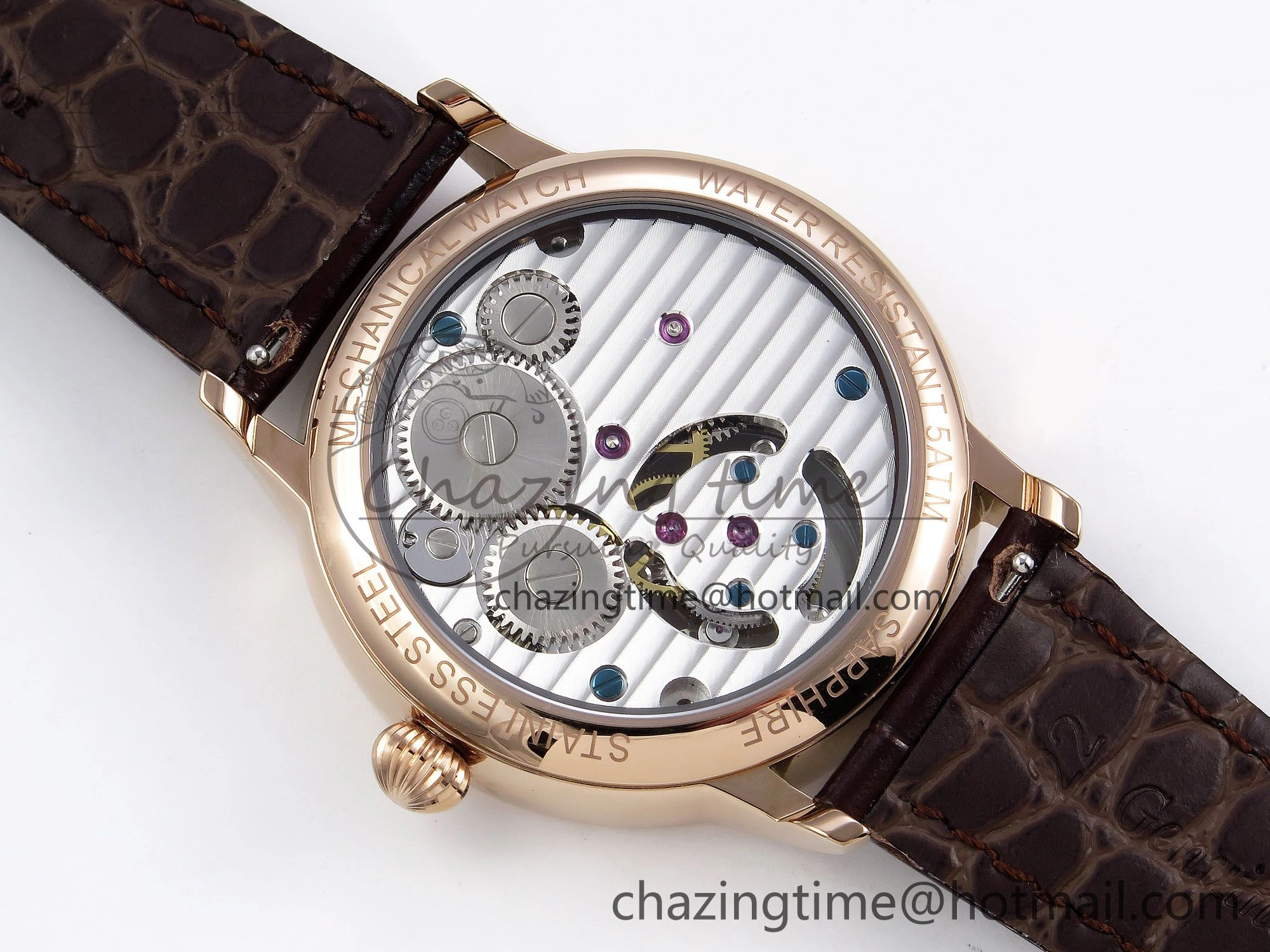 Youthful Patek Philippe Tourbillon RG RMSF Edition White Dial Roman Markers on Brown Leather Strap 8737
