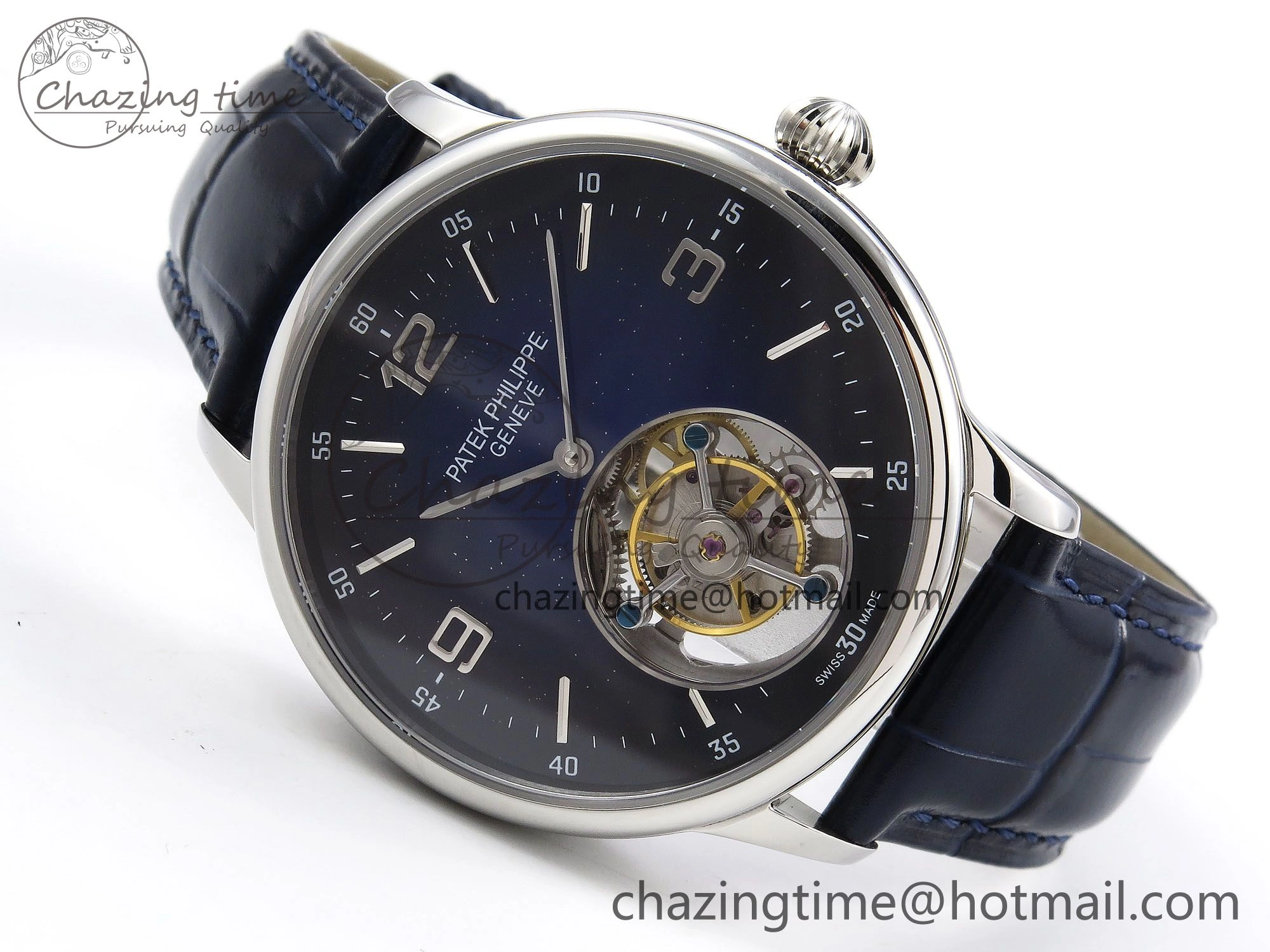 Patek Philippe Tourbillon SS RMSF Edition Dark Blue Dial on Black Leather Strap Thermal 8731