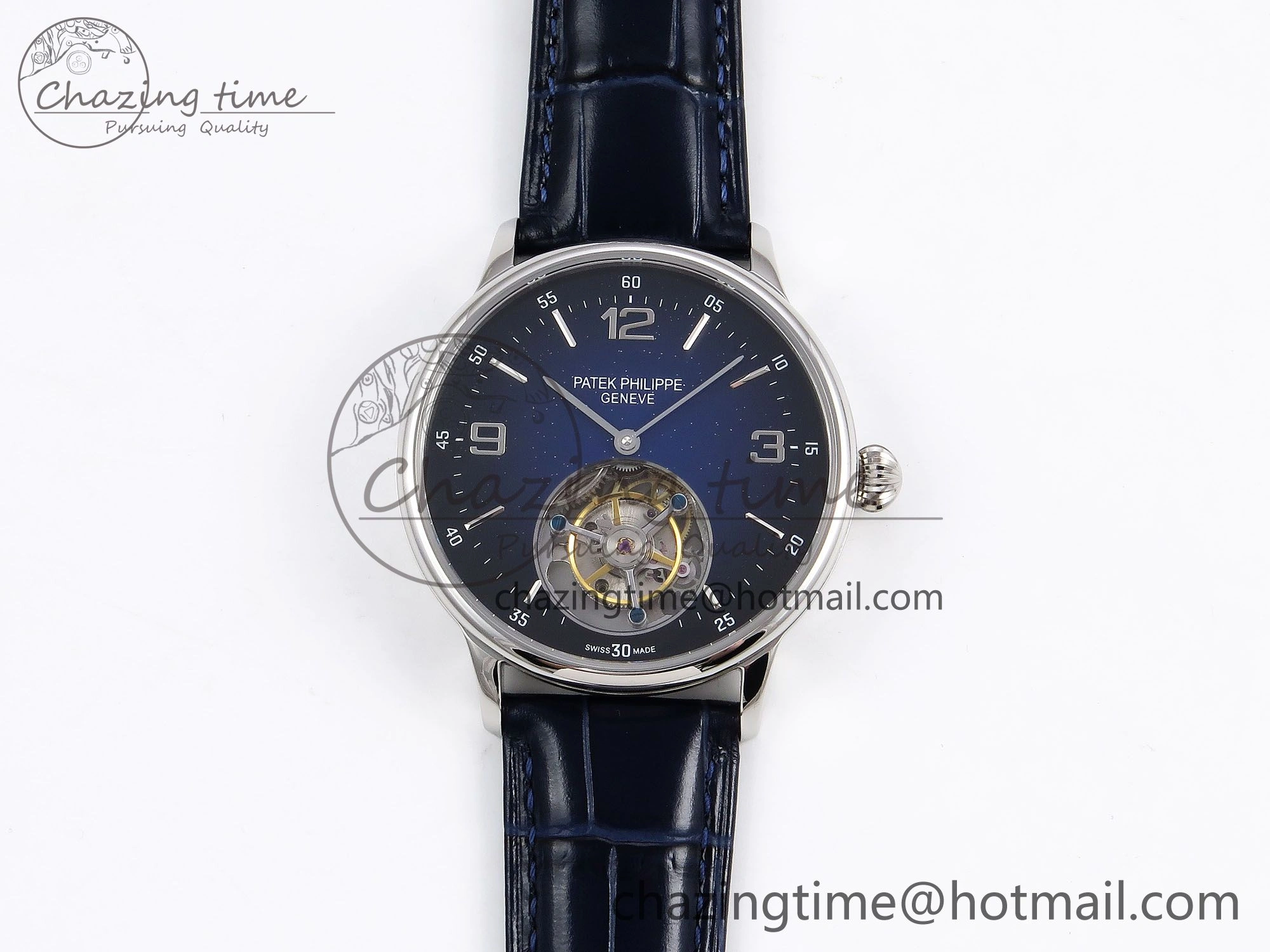 Patek Philippe Tourbillon SS RMSF Edition Dark Blue Dial on Black Leather Strap Thermal 8731