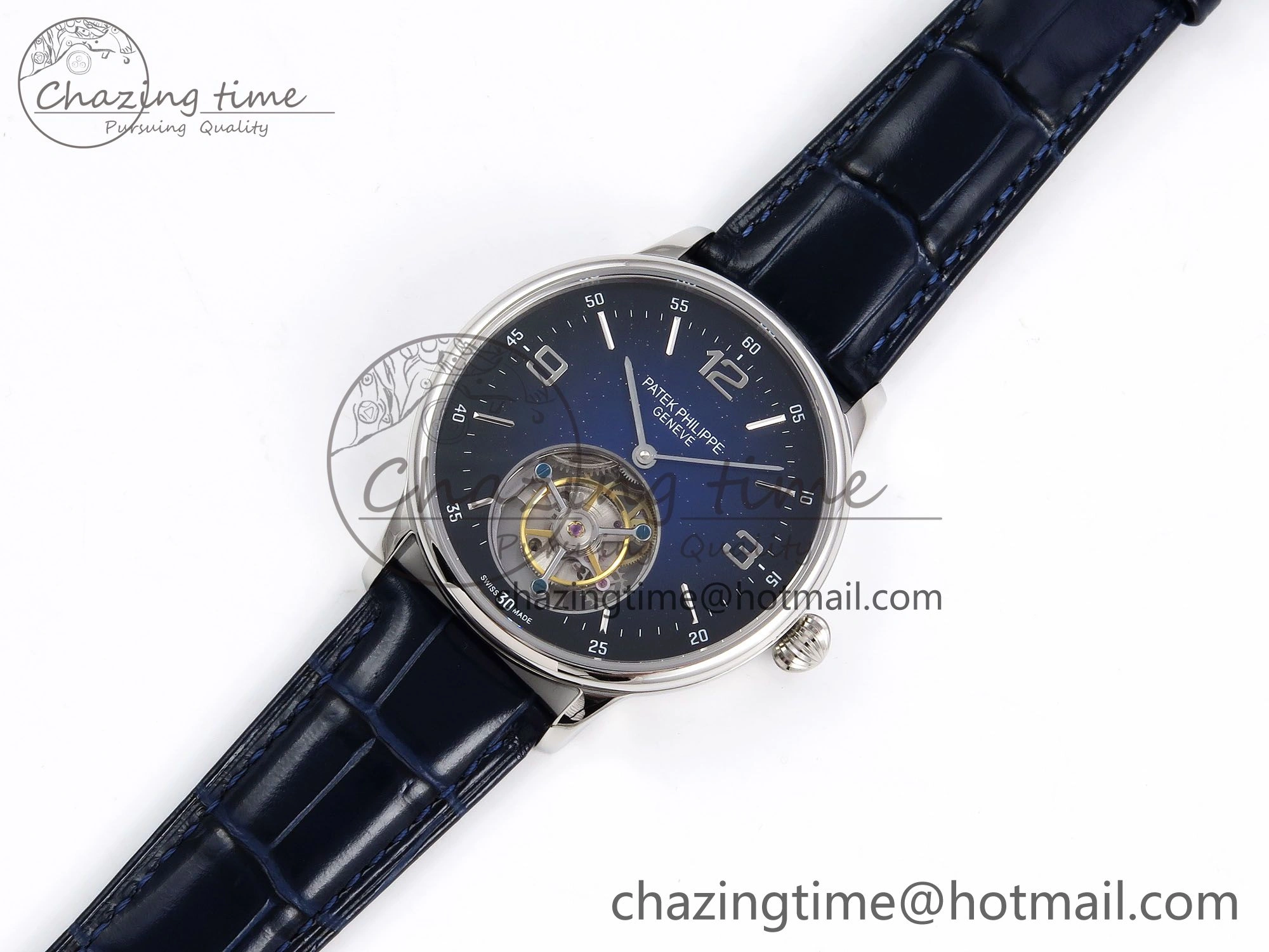 Patek Philippe Tourbillon SS RMSF Edition Dark Blue Dial on Black Leather Strap Thermal 8731