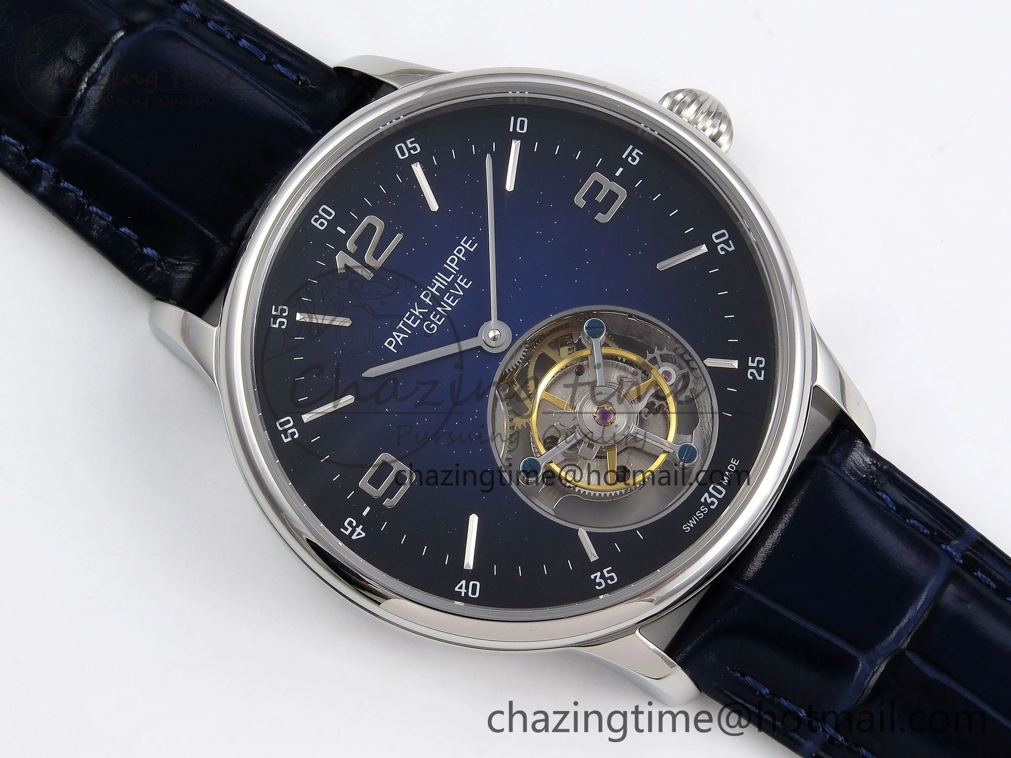 Patek Philippe Tourbillon SS RMSF Edition Dark Blue Dial on Black Leather Strap Thermal 8731
