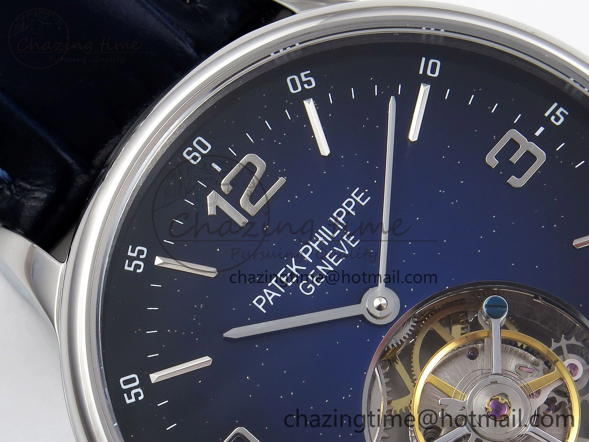 Patek Philippe Tourbillon SS RMSF Edition Dark Blue Dial on Black Leather Strap Thermal 8731