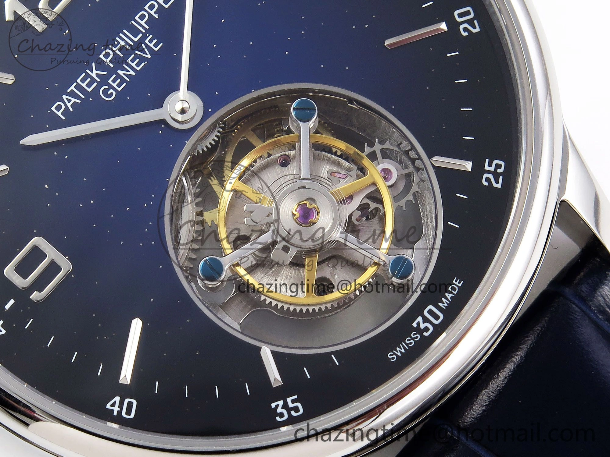 Patek Philippe Tourbillon SS RMSF Edition Dark Blue Dial on Black Leather Strap Thermal 8731