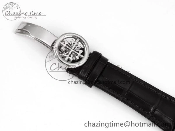 Stretchable Patek Philippe Tourbillon SS RMSF Edition White Dial Numeral Markers on Black Leather Strap 8736