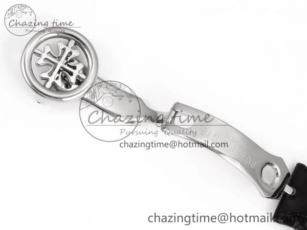 Stretchable Patek Philippe Tourbillon SS RMSF Edition White Dial Numeral Markers on Black Leather Strap 8736