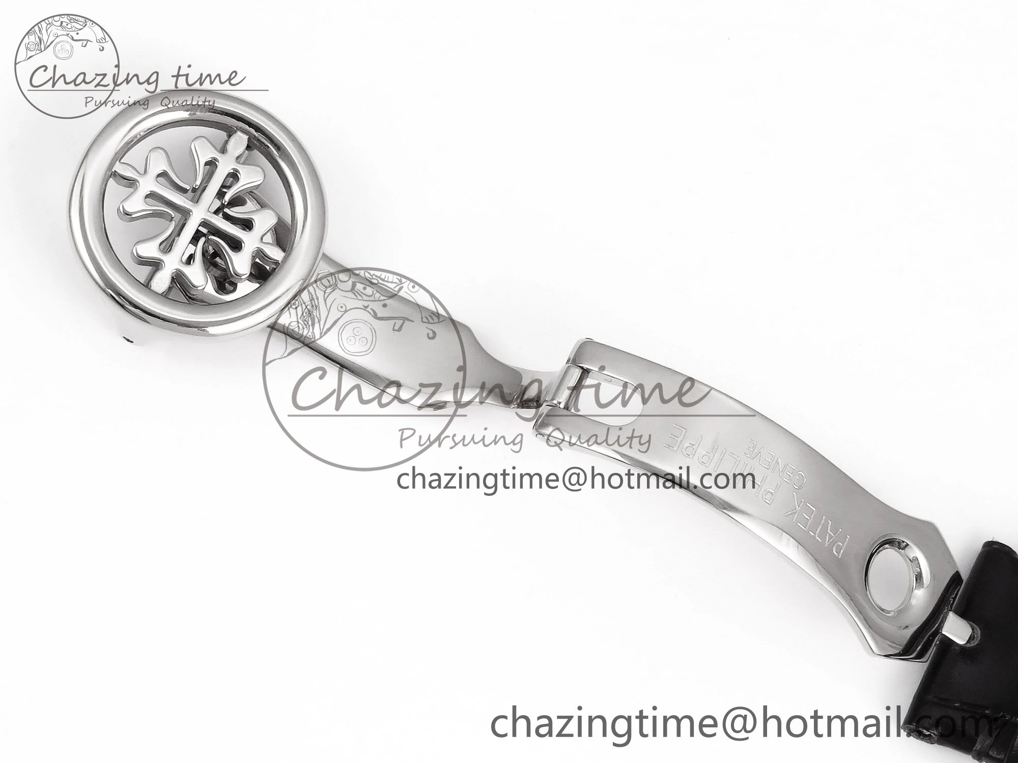 Stretchable Patek Philippe Tourbillon SS RMSF Edition White Dial Numeral Markers on Black Leather Strap 8736