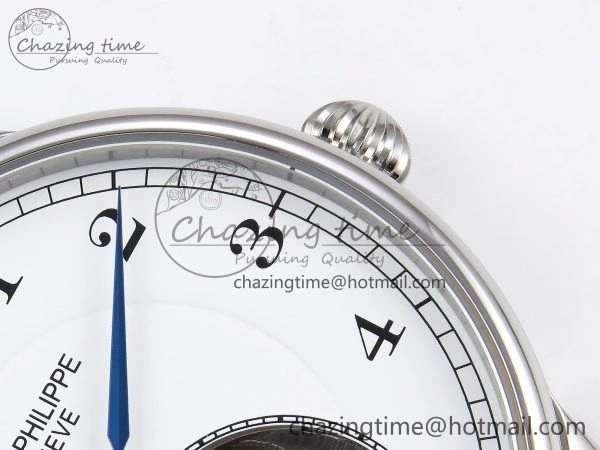 Stretchable Patek Philippe Tourbillon SS RMSF Edition White Dial Numeral Markers on Black Leather Strap 8736