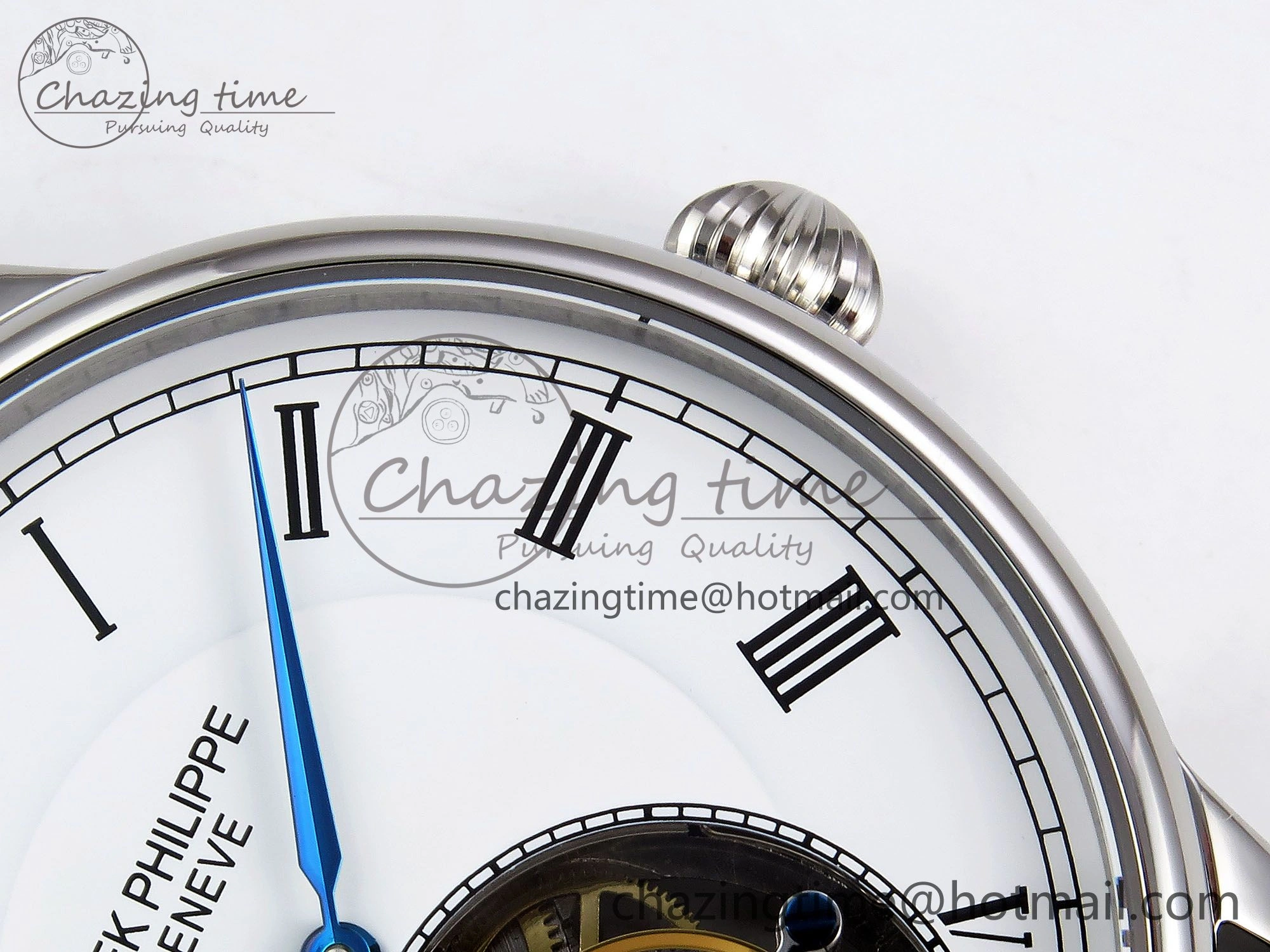 AllSeason Patek Philippe Tourbillon SS RMSF Edition White Dial Roman Markers on Black Leather Strap 8733