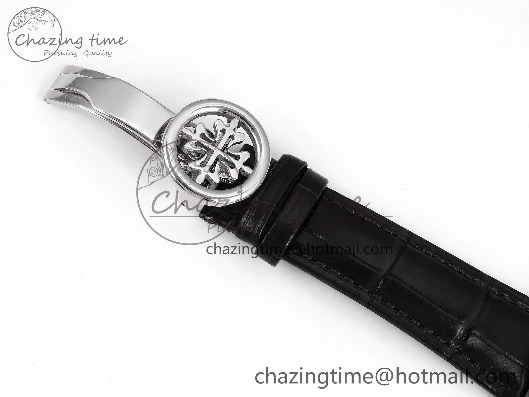 GoAnywhere Patek Philippe Tourbillon SS RMSF Edition White Dial on Black Leather Strap 8734