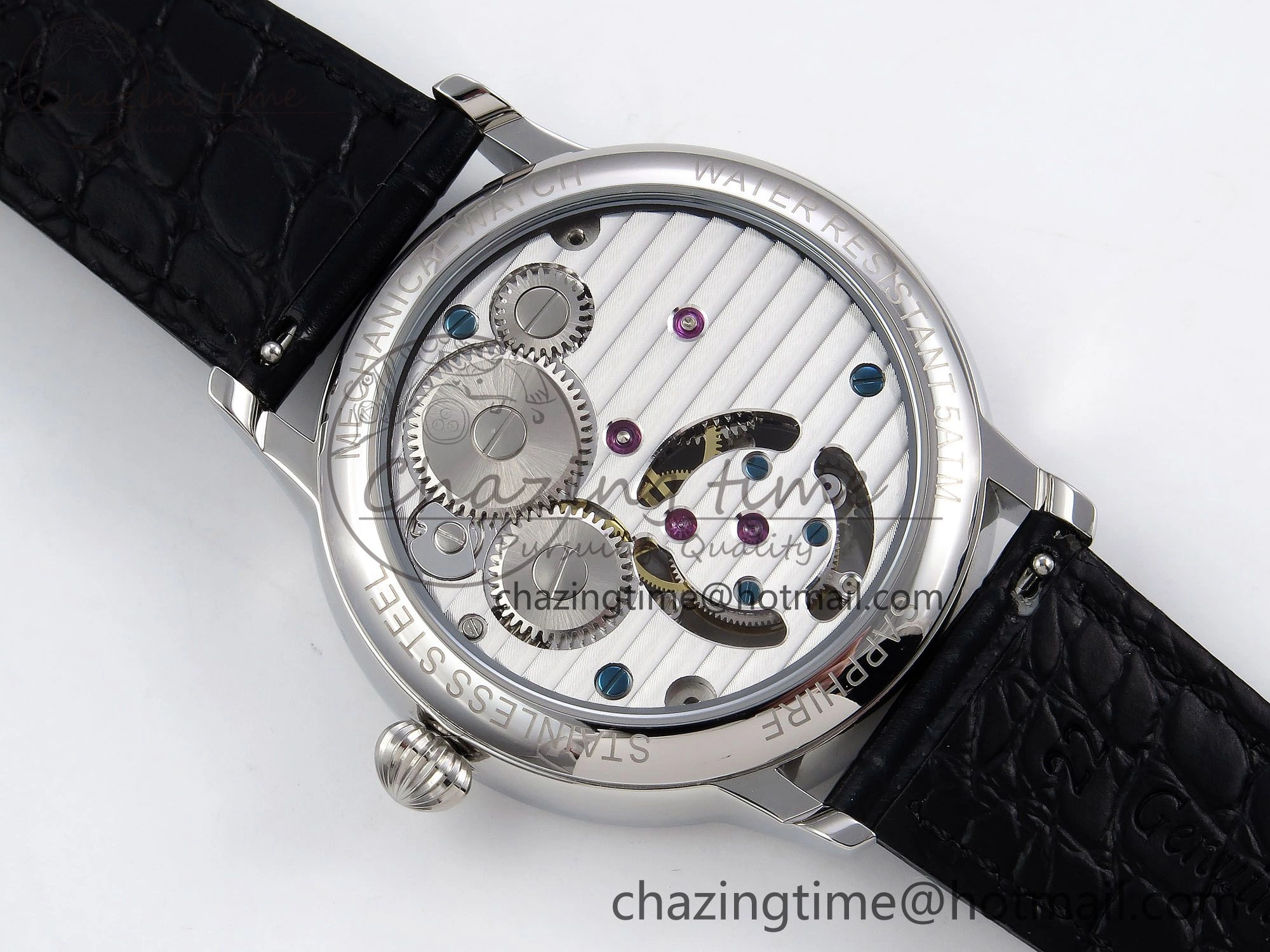 GoAnywhere Patek Philippe Tourbillon SS RMSF Edition White Dial on Black Leather Strap 8734