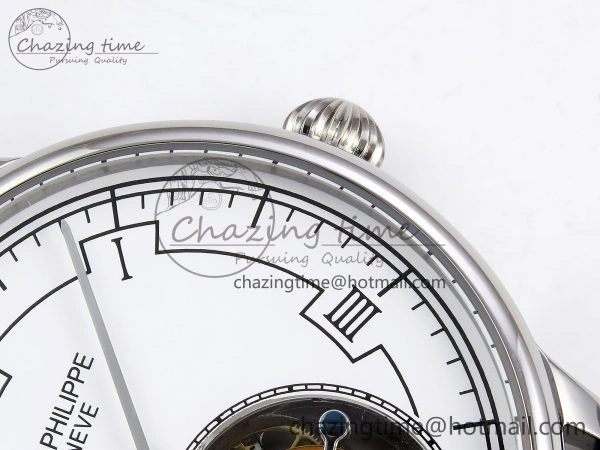 GoAnywhere Patek Philippe Tourbillon SS RMSF Edition White Dial on Black Leather Strap 8734