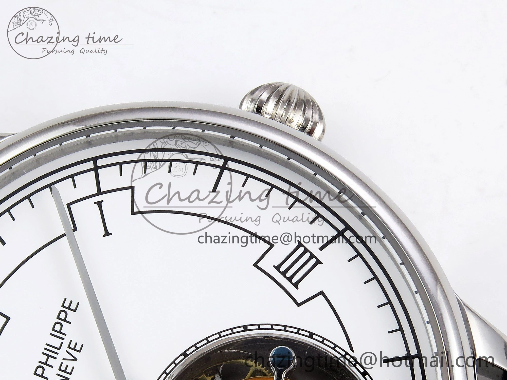 GoAnywhere Patek Philippe Tourbillon SS RMSF Edition White Dial on Black Leather Strap 8734