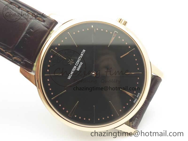 Tailored Patrimony 81180 RG MKF 1:1 Best Edition Black Dial on Brown Leather MIYOTA 9949