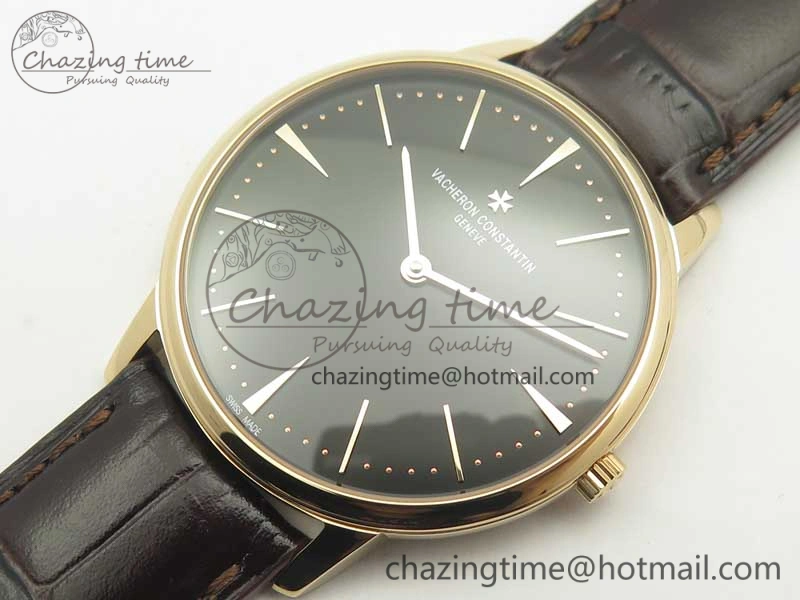 Tailored Patrimony 81180 RG MKF 1:1 Best Edition Black Dial on Brown Leather MIYOTA 9949