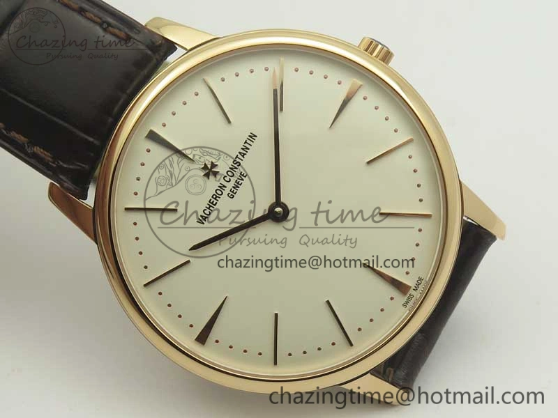 Patrimony 81180 RG MKF 1:1 Best Edition White Dial on Brown Leather MIYOTA Functional 9950