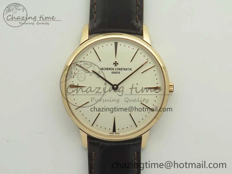 Patrimony 81180 RG MKF 1:1 Best Edition White Dial on Brown Leather MIYOTA Functional 9950