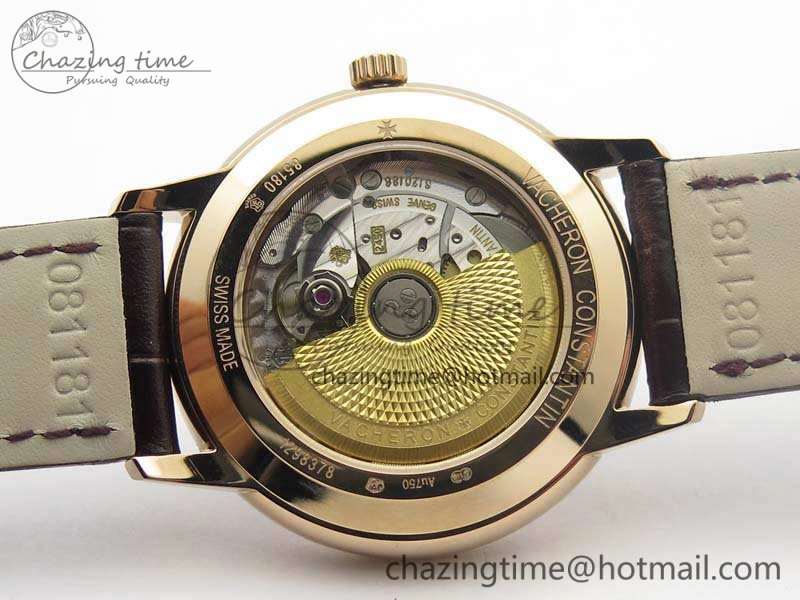 Patrimony 85150 RG MKF 1:1 Best Edition Black Dial On Brown Leather Cal.2450SC Sleek 9969
