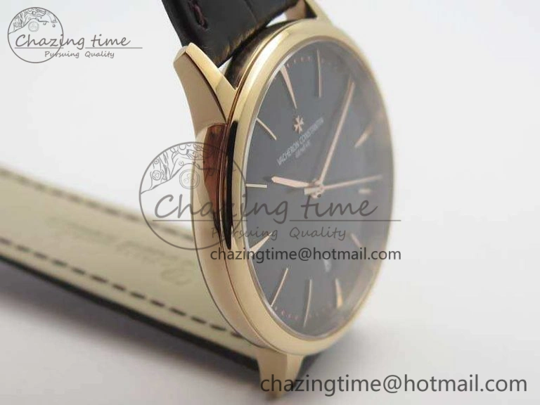Patrimony 85150 RG MKF 1:1 Best Edition Black Dial On Brown Leather Cal.2450SC Sleek 9969