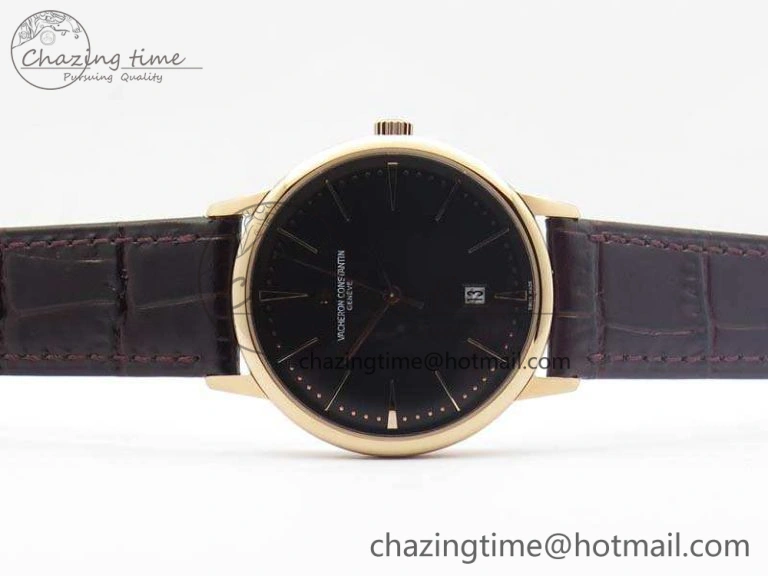 Patrimony 85150 RG MKF 1:1 Best Edition Black Dial On Brown Leather Cal.2450SC Sleek 9969