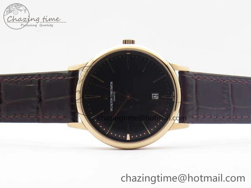 Patrimony 85150 RG MKF 1:1 Best Edition Black Dial On Brown Leather Cal.2450SC Sleek 9969
