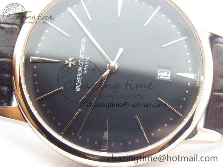 Patrimony 85150 RG MKF 1:1 Best Edition Black Dial On Brown Leather Cal.2450SC Sleek 9969