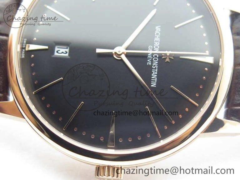 Patrimony 85150 RG MKF 1:1 Best Edition Black Dial On Brown Leather Cal.2450SC Sleek 9969