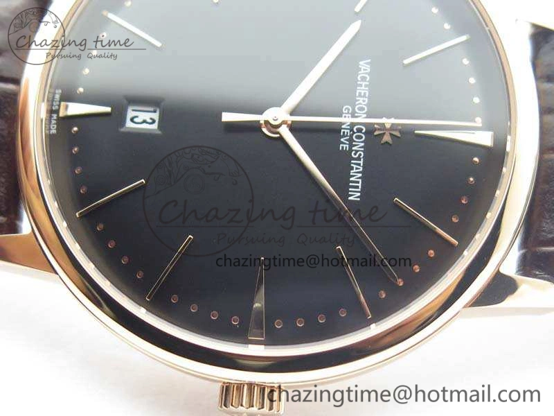 Patrimony 85150 RG MKF 1:1 Best Edition Black Dial On Brown Leather Cal.2450SC Sleek 9969