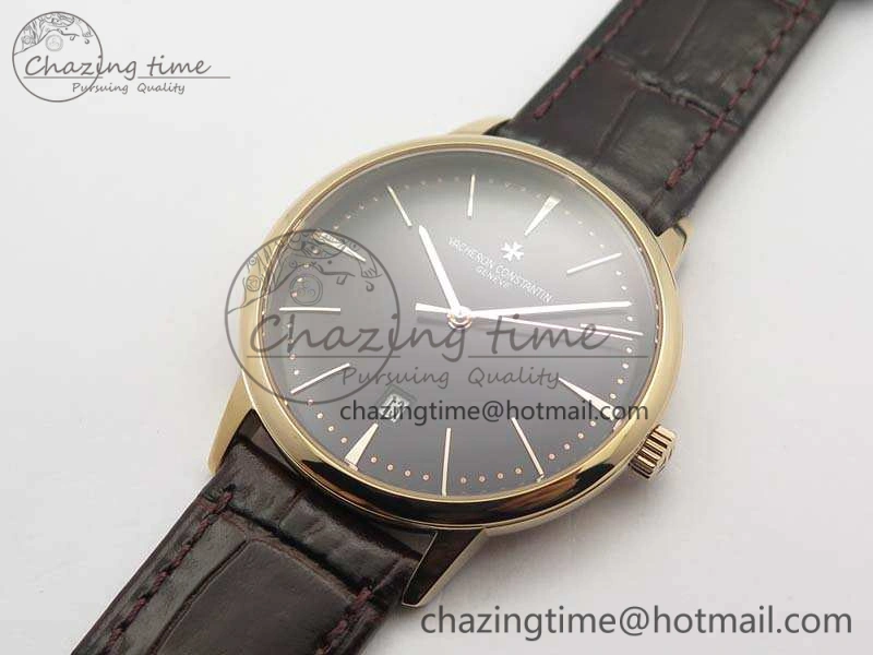 Patrimony 85150 RG MKF 1:1 Best Edition Black Dial On Brown Leather Cal.2450SC Sleek 9969