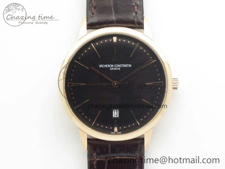 Patrimony 85150 RG MKF 1:1 Best Edition Black Dial On Brown Leather Cal.2450SC Sleek 9969