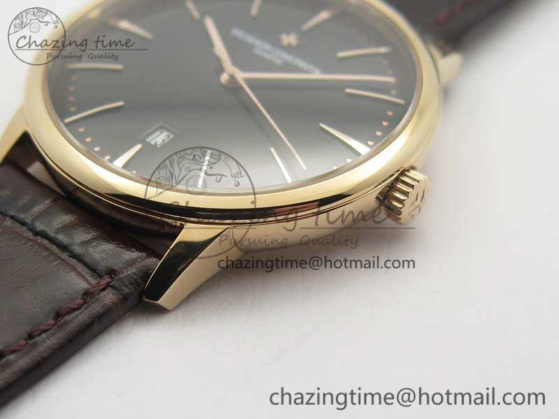 Patrimony 85150 RG MKF 1:1 Best Edition Black Dial On Brown Leather Cal.2450SC Sleek 9969