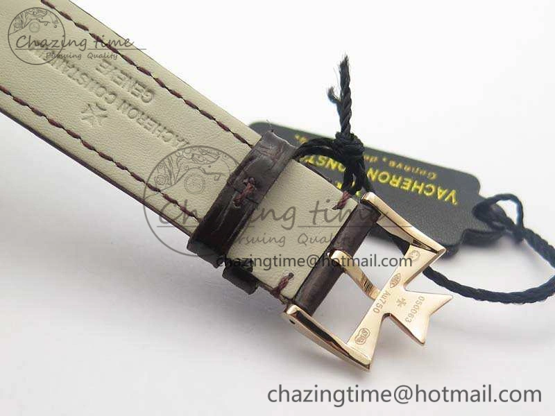 HighQuality Patrimony 85150 RG MKF 1:1 Best Edition Silver White Dial On Black Leather Cal.2450SC 9970